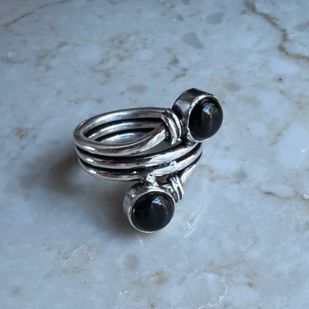 NWOT Sundance Storm Gyre Ring, Black Onyx, Sterling Silver